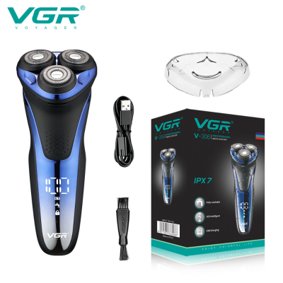 VGR V-306 3D floating rotary household washable waterproof IPX7 mens rechargeable electric beard shaver razor for men