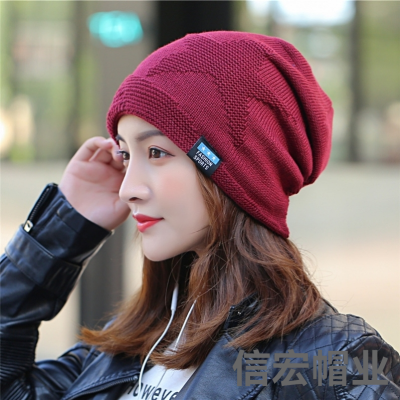 Winter Hat 2021new Women's Woolen Knitted Hat Fleece Lined Padded Warm Keeping Fashionable Stylish Korean Style Pile Heap Cap