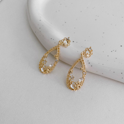 Drop-Shaped Jeweled Earrings Niche Design Simple Ins Style Korean Dongdaemun High Sense Ear Rings Female