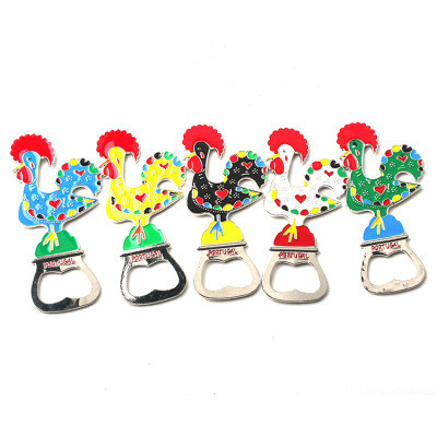 Tourist Souvenir Metal Crafts Magnetic Refridgerator Magnets Portuguese Rooster Zinc Alloy Refrigerator Sticker Refridgerator Magnets Bottle Opener