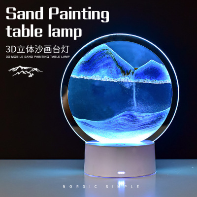 Internet Celebrity Gift Quicksand Lamp Desktop Decoration Hourglass Painting Gift 3D Small Night Lamp