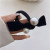 Simple Elegant Black Fabric Bow Beaded Hair Band Female Ponytail Rubber Band Vintage Leather Case Velvet Hair Accessories