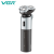 VGR V-343 waterproof professional washable IPX7 rechargeable electric beard shaver for men with LED display