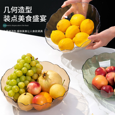 High Transparent Fruit Plate Living Room Home Coffee Table Candy Plate Dried Fruit and Melon Seeds Snack Dish Simple and Light Luxury Wind Pet Fruit Plate