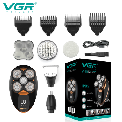 VGR V-316 5 Inb1 5d Floating Rotary Shaver Mens Face & Head Shaver Nose Trimmer  Electric Rechargeable Shaver for Men