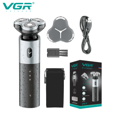 VGR V-343 waterproof professional washable IPX7 rechargeable electric beard shaver for men with LED display