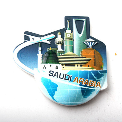 Factory Direct Sales Resin Crafts Saudi Arabia Architecture Landscape Magnetic Refridgerator Magnets Tourism Souvenir Customization