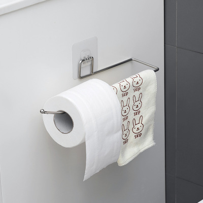 Stainless Steel Towel Rack Punch-Free Storage Bathroom Toilet Rack Bath Towel Holder Wall-Mounted Bathroom Toilet