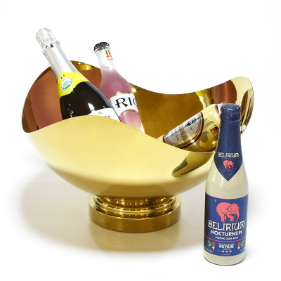 Hz351 Stainless Steel Novel Ice Bucket Party KTV Display Iced Champagne Beer Triangle Ice Bowl