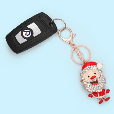 Best Seller in Europe and America Classic Santa Claus Alloy Jeweled Pendant Keychain Handbag Pendant Christmas Holiday Gift