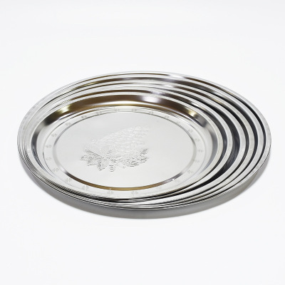 Hz14 Stainless Steel Grape Tray Household Barbecue Plate Cold Noodle Plate Flowerpot Tea Tray Export India Disc