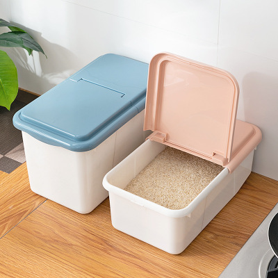 Rice Bucket Household 20kg Rice Bucket Rice Storage Box Sealed Kitchen Transparent 10kg Rice and Flour Storage Box Pulley Rice Pot