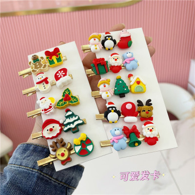 Cartoon Cute Christmas Hairpin Ins Style Creative Girlish Heart Santa Claus Hairpin Bangs Shredded Hair Side Clip