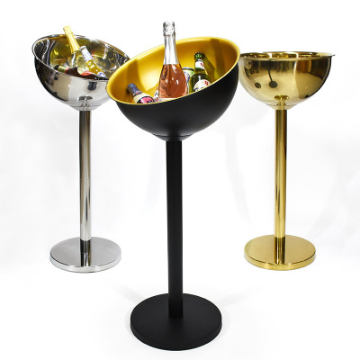 Hz351 Stainless Steel Champagne Basin Outdoor Party Gathering Red Wine Beer Floor Vertical Stand Cooling Ice Bucket