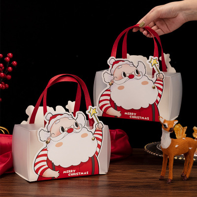 Christmas Eve Christmas Apple Box Candy Gift Bag Portable Gift Box Santa Claus Paper Bag Transparent Packaging Bag