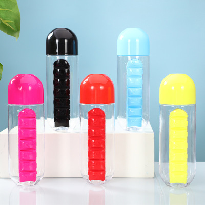 H160 Spot Supply Pc Creative Pill Box Water Cup with Seven Days Pill Box Capsule Cup Pill Cup Printing Logo