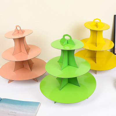 Three-Layer Birthday Cake Stand Birthday Party Cake Stand Dim Sum Plate Cake Plate Paper Cup Tray