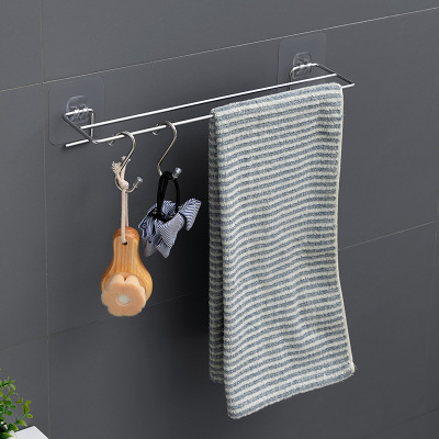 Stainless Steel Towel Rack Slippers Punch-Free Bathroom Toilet Rack Bath Towel Holder Wall-Mounted Bathroom Toilet