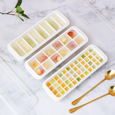 Ice Cube Mold Ice Box with Lid Homemade Food Supplement Ice Hockey Multi-Grid Household Small Fast Frozen Tool Refrigerator Frozen Ice Box