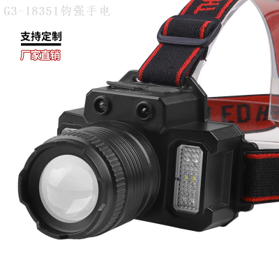 New Xhp50 Headlamp Built-in Three-Light Source Rotating Zoom Headlamp Bilateral Light TYPE-C Induction Major Headlamp