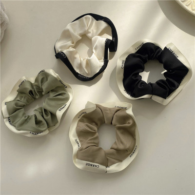 2022 New Autumn and Winter Letter Edge Large Intestine Ring Simple Temperament High Texture Intestine Hair Ring Classic Style Niche Hair Accessories