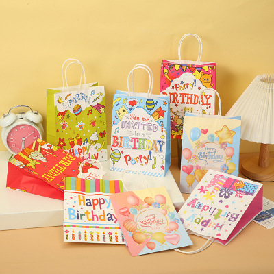 Cross-Border Foreign Trade Spot Birthday Gift Bag Kraft Paper Wholesale Festival Gift Gift Bag Handbag