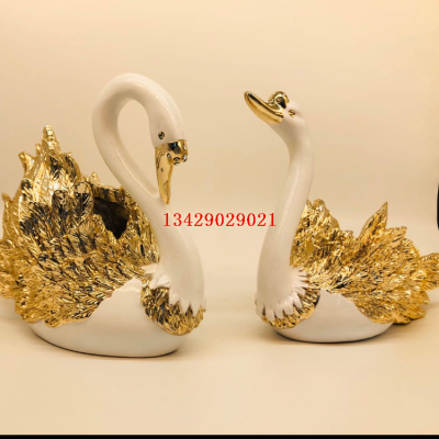 Swan Decoration Resin Electroplating Soft Outfit Crafts Gift Gift Entrance Office TV Stand