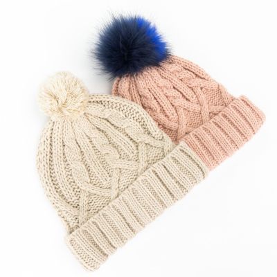 2022 Autumn and Winter New Twisted Flower Knitted Hat Sweet and Lovely Fluffy Ball Cap Warm Girl's Cap