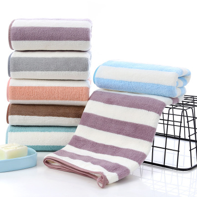 Warp Knitted Coral Velvet Towel Factory Wholesale 35 * 75cm Absorbent Adult Face Towel Gift Advertising Embroidery Logo