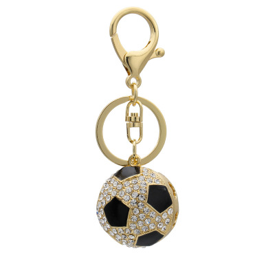 Metal Diamond Sports Football Key Ring Personalized Three-Dimensional 3d Rhinestone Ball Car Key Ring Ornament Gifts