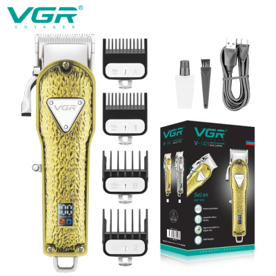 VGR V-142 Metal Barber Hair Cut Trimmer Machine Professional Cordless USB Electric Rechargeable Hair Clipper for Men