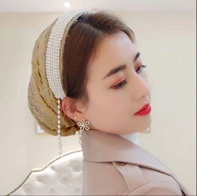 Swarovski Diamond Hui Summer Hat Headwear Scarf Cap Muslim Kerchief Internet Celebrity Thin Headband Tassel Hat Bag Headgear