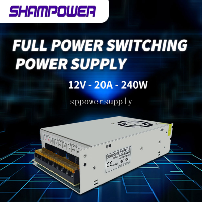 Transformer DC 12v20a Large LED Switching Power Supply with Fan 240W Security Monitor Adapter Power Supply