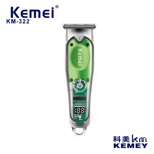 kemei electric clipper km-322 transparent oil head engraving lcd lcd digital display fine steel cutter head professional scissors recommendation