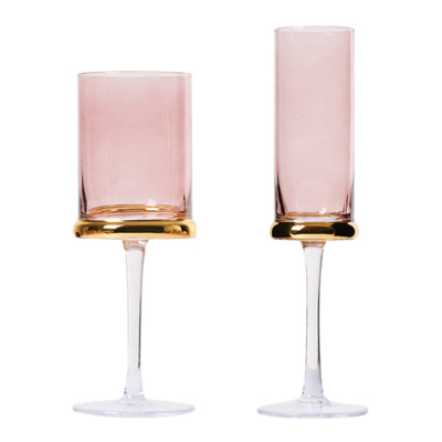 INS Creative Floating Electroplated Crystal Red Wine Glass Champagne Glass Gold-Plated Smoky Gray High Leg Wine Glass Juice Cup