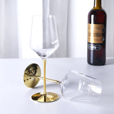 Creative Gold-Plated Red Wine Glass Household High-Grade Crystal Glass Burgundy Cup Wine Glass Goblet Silk Screen Printing Logo