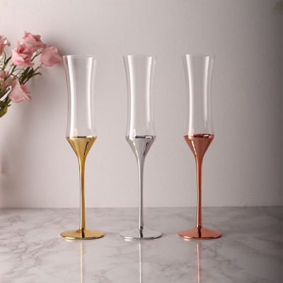 Girdle Champagne Glass New Electroplated Love Pair Cup Gift Wedding Crystal Glass Wine Set Set Bubble Cup