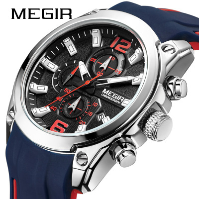 Cross-Border Hot Megir Megir Watch Multi-Function Chronograph Calendar Sports Watch Men's Watch 2063