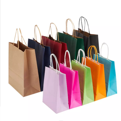 Batch Custom Advertising Paper Packaging Bags Custom Printing Logo Packing Box Paper Bag Color Blank Kraft Paper Bag