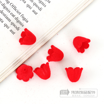 Korean Retro Tulip Simple Red Velvet Acrylic Flocking Stud Earrings DIY Earrings Handmade Material Accessory Bag
