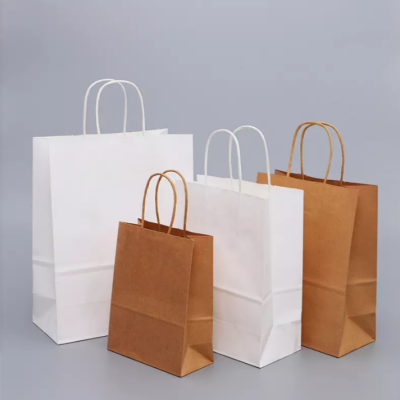 Factory Wholesale Custom Kraft Paper Portable Paper Bag Color Take out Take Away Paper Bag Clothing Gift Packaging Bag Custom
