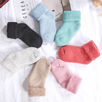 Super Thick Thermal Loose Mouth Wool Socks Autumn and Winter Children's Socks Extra Thick Fluffy Loop Socks Male and Female Baby Socks