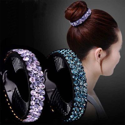 Korean Exquisite Rhinestone Hair Band Full Diamond Willow Leaf Vertical Version Hair Band Banana Clip Adult Hair Tie Twist Clip Female