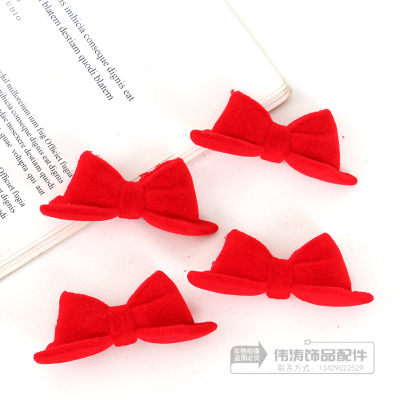 Korean Style Popular Resin Accessories Wholesale DIY Hair Accessories Barrettes Patch Flocking Red Bow