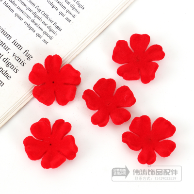 Internet Celebrity Same Acrylic Flocking Red Petals DIY Production Antiquity Hair Clasp Headdress Accessories Factory Wholesale