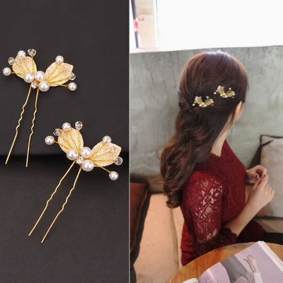 Korean Hair Comb Hair Comb Fashion Bangs Comb Flower Style Updo U-Shaped Barrettes Sweet Flowers Rhinestone Hair Clasp Hair Clasp