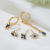 Japanese and Korean Trendy Earrings Set Refined Zircon Micro-Inlaid Sweet Clear Ink Blue Flower Tassel Ear Studs Earrings