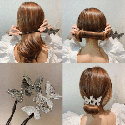 New Korean Style Bun Hair Band Hair Braiding Artifact Lazy Hair Curler Butterfly Hairpin Bud-like Hair Style Hair Accessories Headdress
