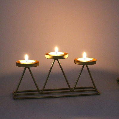 Factory Direct Sales Creative Decoration Nordic Candlestick Three-Head Candle Holder Metal Decoration Romantic Wedding Table Model