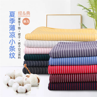 Cotton Knitted Stretch Classic Yarn-Dyed Striped Fabric Color-Stripes Single Jersey Fabric Thin T-shirt Clothes Fabric